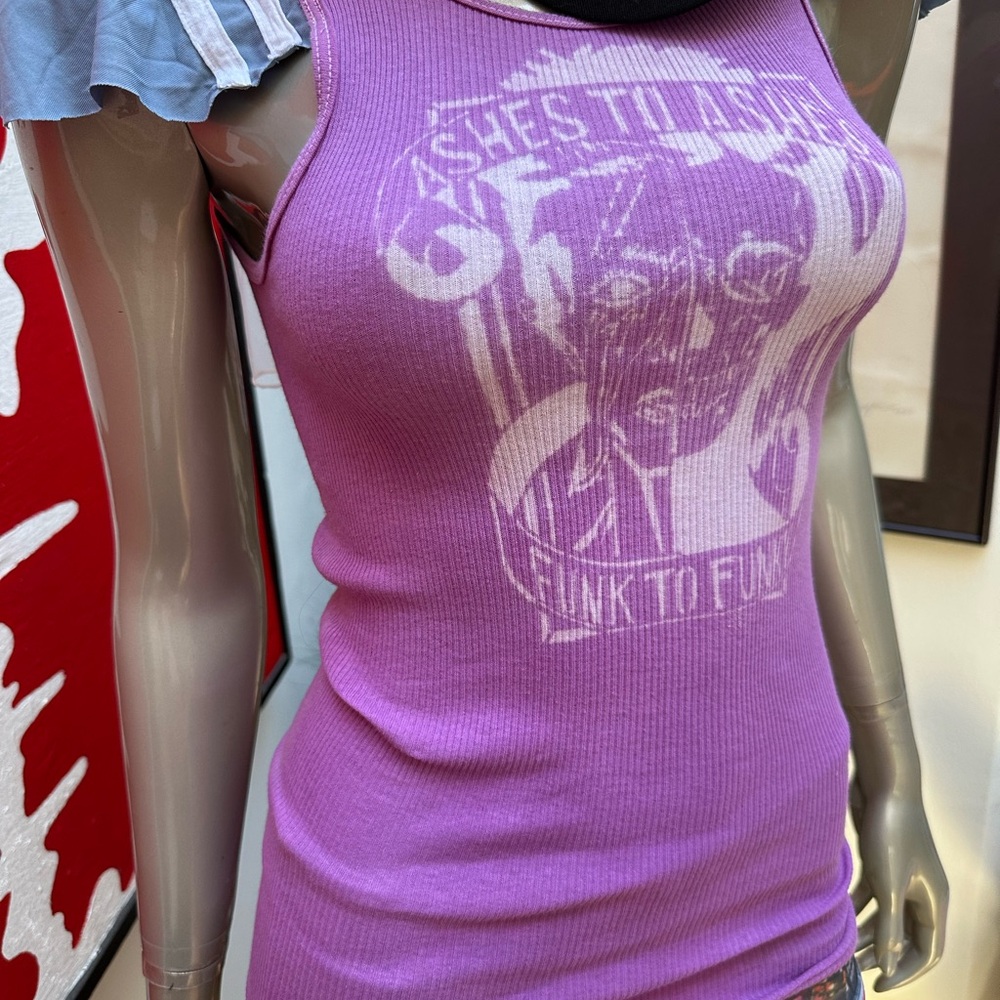 ⚡️Skull Design of David Bowie Ashes to ashes funk to funky Tank Top cap sleeve S